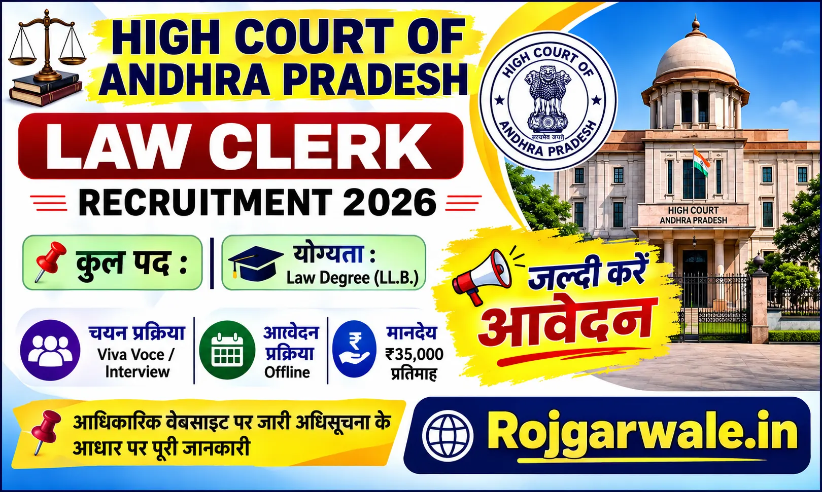 High Court of Andhra Pradesh Law Clerk Recruitment 2026