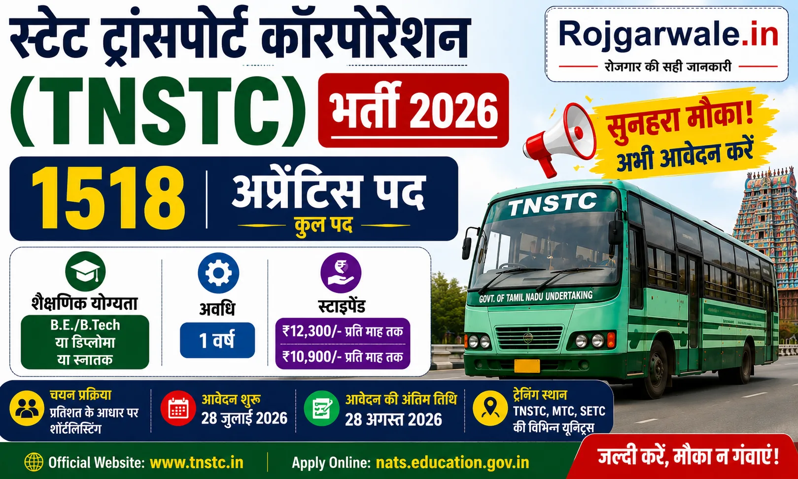TNSTC Apprentice Recruitment 2026