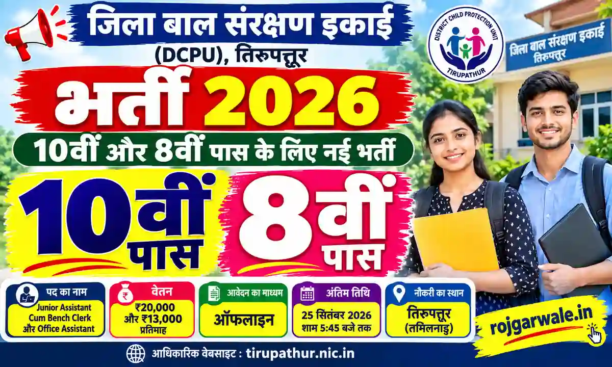 District Child Protection Unit Recruitment 2026