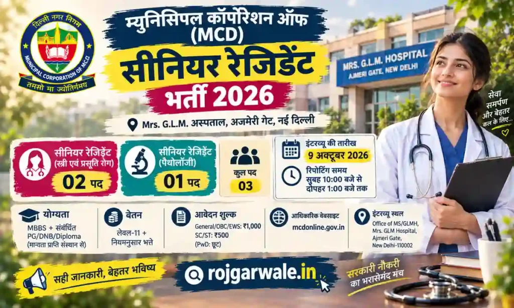 Municipal Corporation of Delhi (MCD) Recruitment 2026